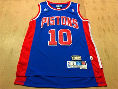 Maillot De Basket Detroit Pistons Dennis Rodman 10 Retro Engrener Bleu